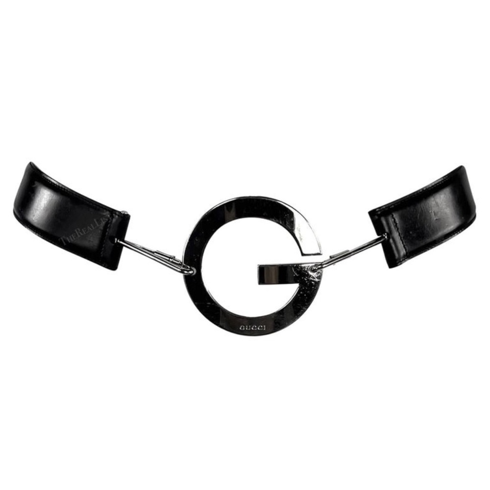 ❌SOLD❌ GUCCI by Tom Ford 1996 S/S Y2K Black and Silver G Emblem Belt - 85 cm